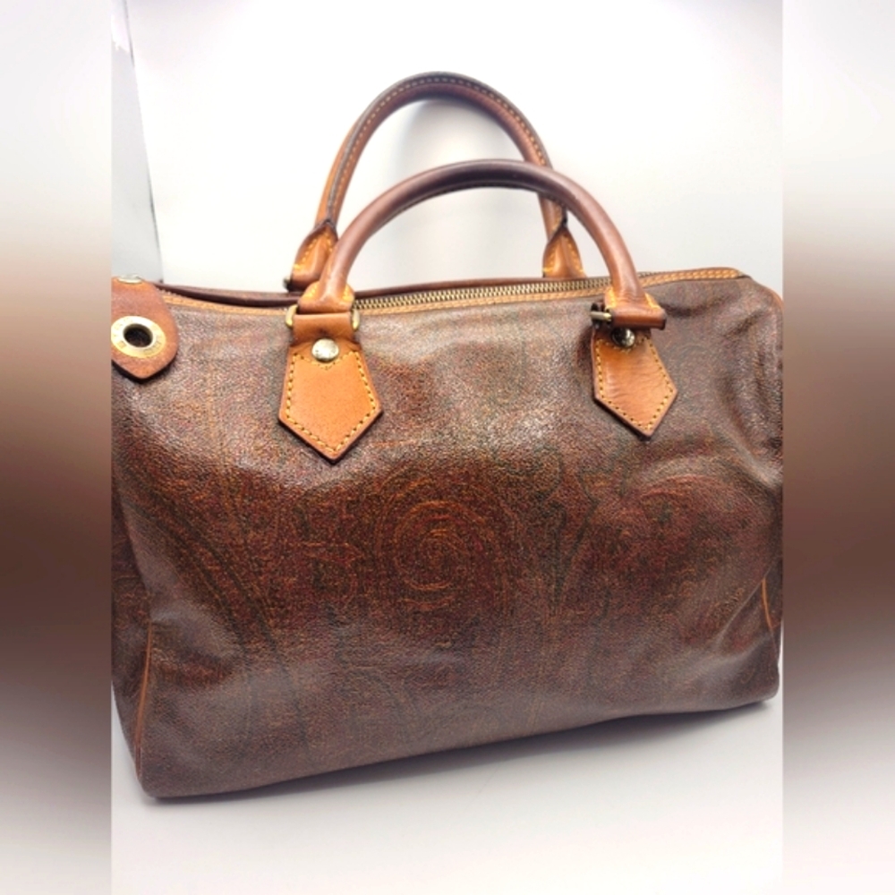 ETRO Milano Paisley Boston PVC Leather Satchel Handbag - Picture 2 of 4